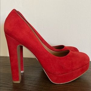 Aldo “Lewi” red suede platform heel